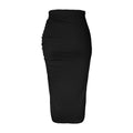 european and american cross-border women's fashion  sexy hot girl design side slit pleated drawstring bodycon midi skirt