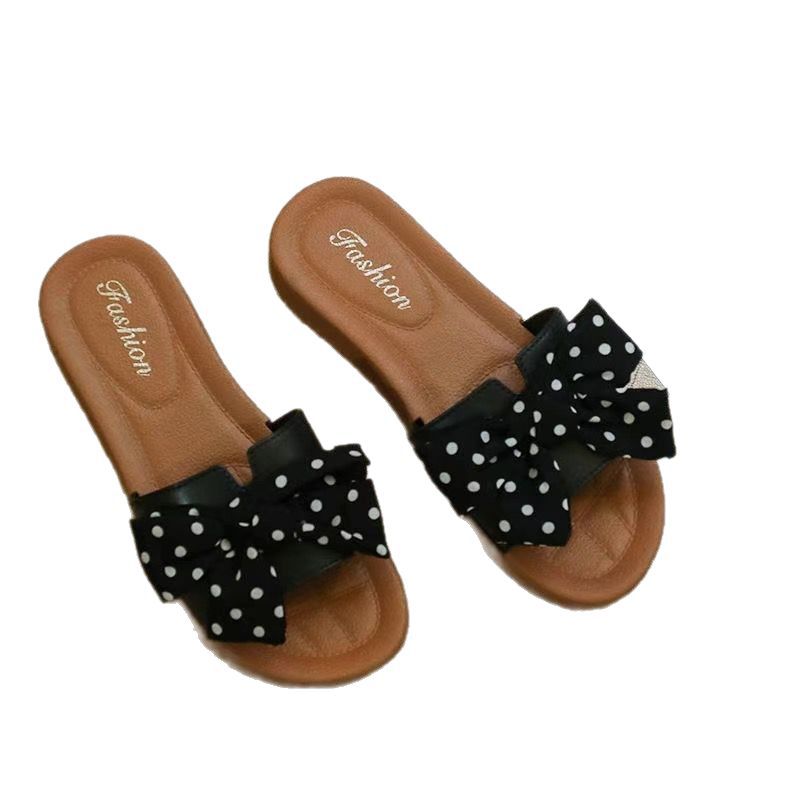 2025 summer bowknot slippers - trendy women's outdoor slides, fairy style, beach-friendly, non-slip platform sandals
