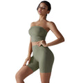 Naked-feel all-in-one tube top sports back suit women's high waist hip lifting quick-drying yoga clothes running fitness two-piece set