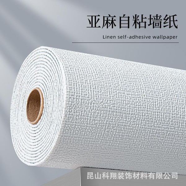 Wallpaper self-adhesive waterproof and moisture-proof wall covering 3D three-dimensional wall sticker linen membrane wallpaper bedroom warm renovation wall