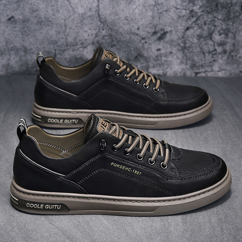 Men's casual leather shoes - spring/autumn 2025 new collection - men's white flat shoes - versatile winter sports white shoes for teens