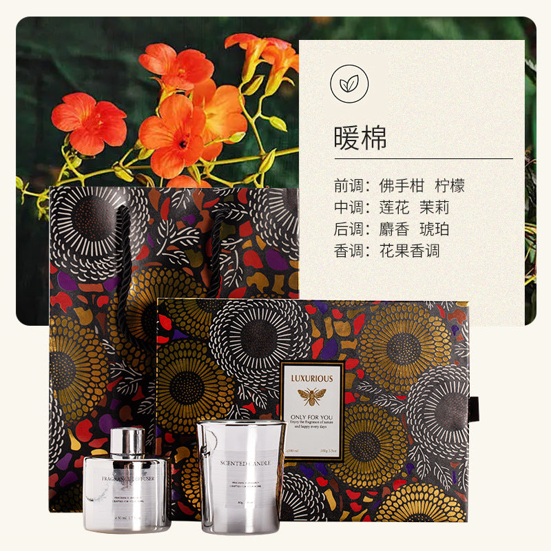 BYME electroplated two-color fragrance aromatherapy gift box aromatherapy candle set wedding birthday gift Christmas gift