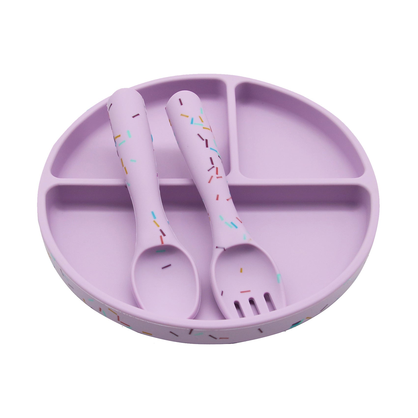 Cross-border supply Silicone children's tableware set Baby complementary food bowl bib, fork anti-drop set Cross-border spot
