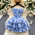 Frenchsweet atmosphere tube topdress women's summerstereo flower petites hot girl puffy short skirt