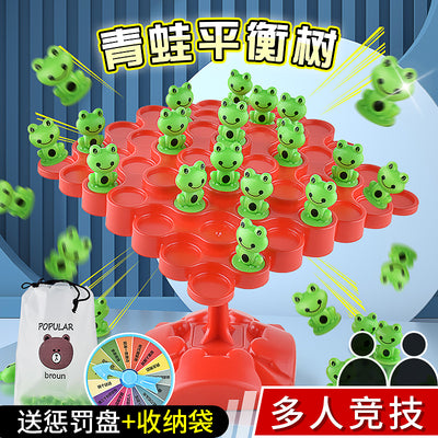 Frog balance tree - focus & balance training toy - kids' stacking game - two-player interactive tabletop puzzle