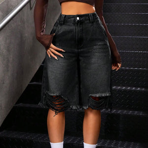 new arrivals: plus size women's high-waisted, loose-fit, y2k retro distressed wide-leg pants for , , and european & american markets