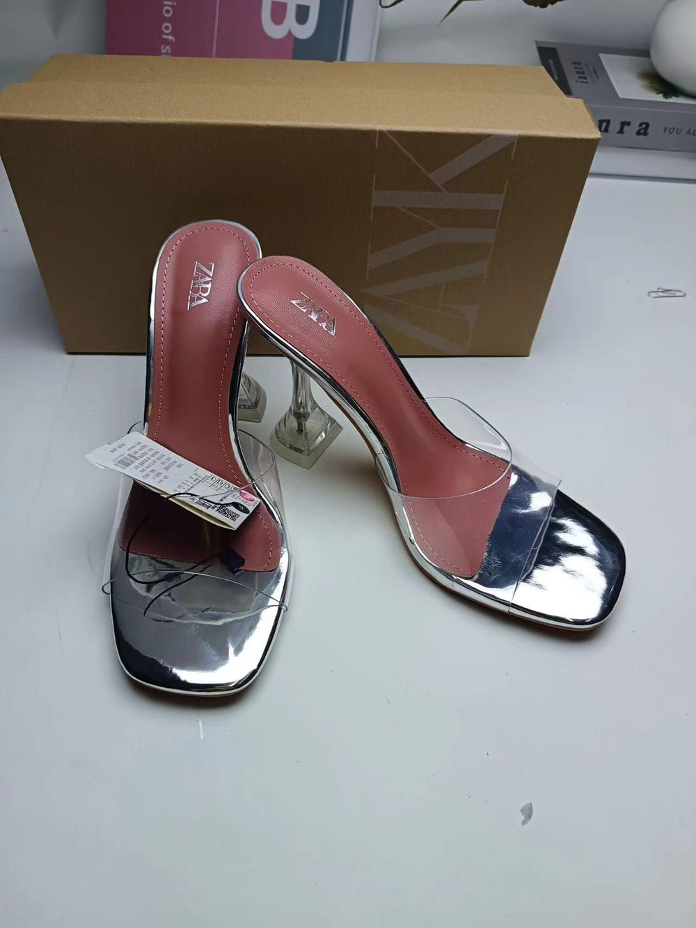 Za2024summernew arrival metal glass glue open toe european and american style high heel sandals daily casual outer wear women