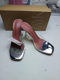 Za2024summernew arrival metal glass glue open toe european and american style high heel sandals daily casual outer wear women