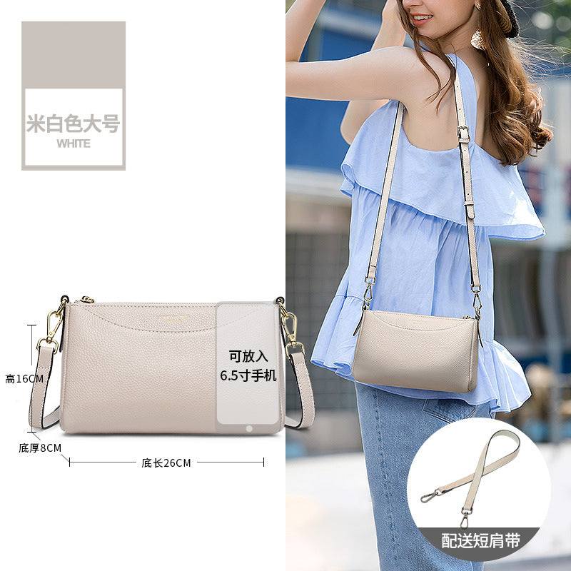 Crossbody bag women's 2025 new small bag, genuine leather women's bag, fashionable and simple large-capacity mother casual cowhide shoulder bag