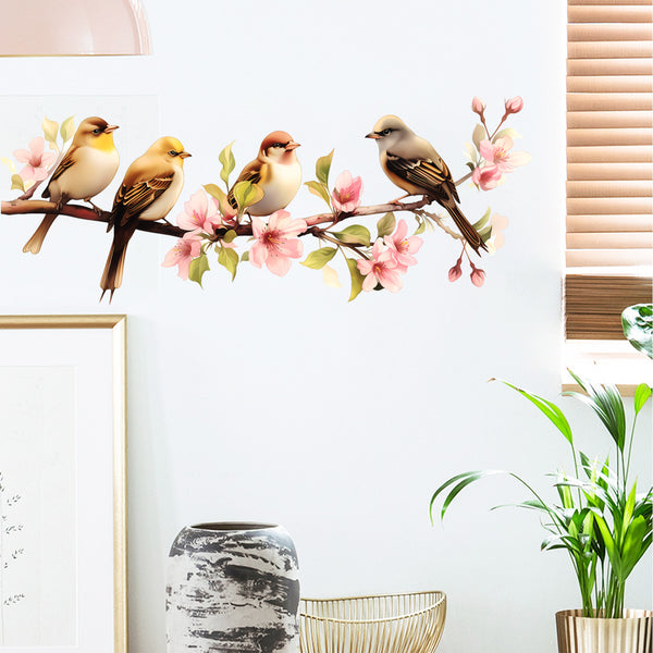 Cross-border new creative animal branches flowers bird stickers for home living room bedroom wall self-adhesive