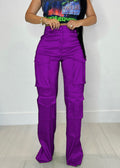 e-commerce source of goods fashionfashioncasual women's pure color multi-flap pocket pantsworkwearpants