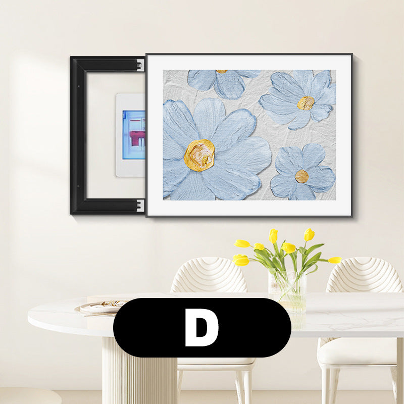 Cream wind flower meter box decorative painting non-punching distribution box hanging painting creative blocking switch box mural