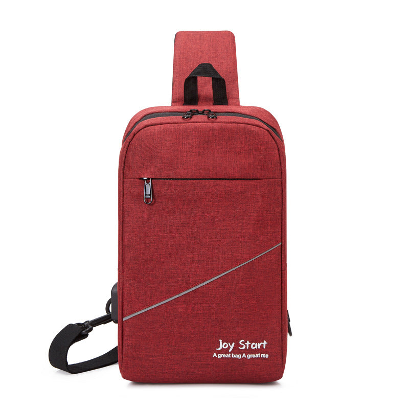 Foreign trade men's breast bag outdoor leisure shoulder bag cycling satchel going out USB charging commuter messenger bag wholesale