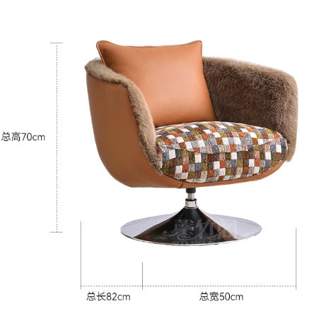 Maillard style single sofa chair retro living room balcony classycasual lounge chair rotate stainless steel lazy sofa
