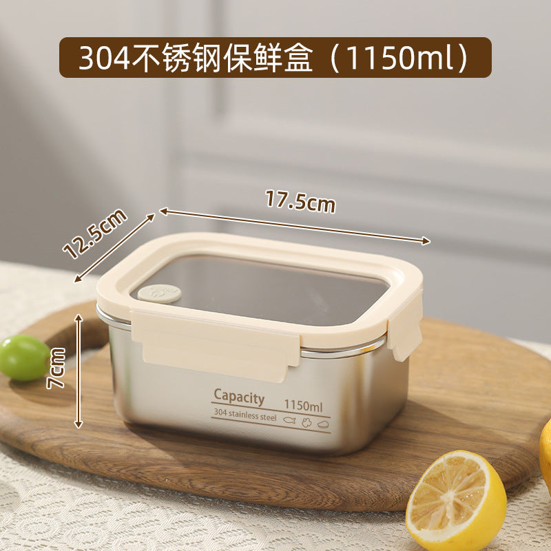 304 stainless steel rectangular lunch box with lid - food container for picnics, bento boxes, and refrigerator storage