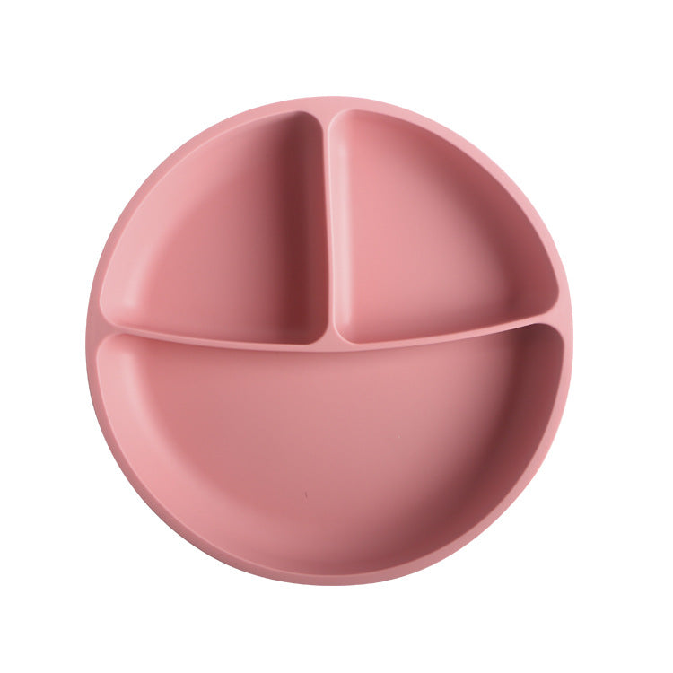 Kids tableware baby platinum silicone bowl baby silicone suction cup divider dinner plate food grade silicone tableware
