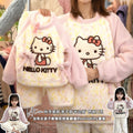 【matching family outfits】girls' autumn/winter loungewear set - popular cartoon cat half-fleece pajama pants for girls and big girls