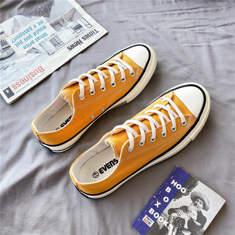 Classic 1970s low-top canvas shoes - unisex retro oiled veneer shoes - korean style student canvas sneakers for men and women