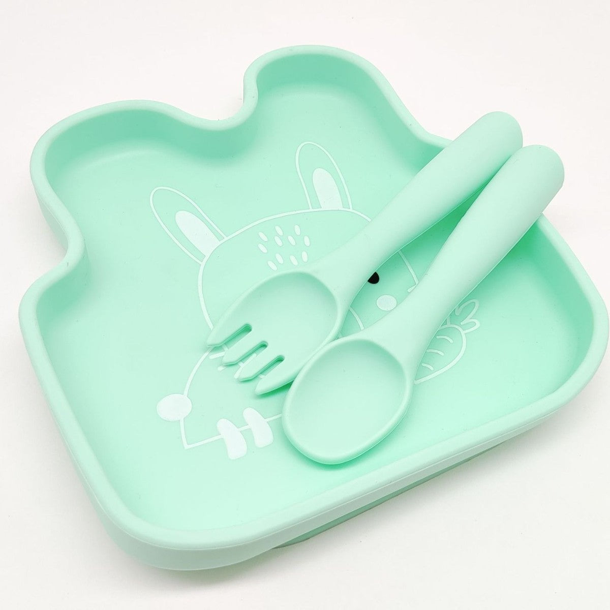 Children's Crocodile Elephant Silicone Plate Set Supplementary Food Grid Infant Learning to Eat Training with Suction Cup