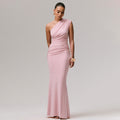 Amazon us & europe women's clothing  summer new fashion solid color elegant one-shoulder sexy slim-fit dress wholesale