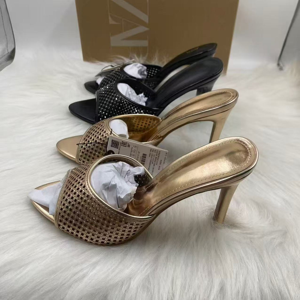 Za's 2025 new women's shoes: low-heeled, elegant, socialite-style pumps with closed toe, low-cut design, and ankle strap