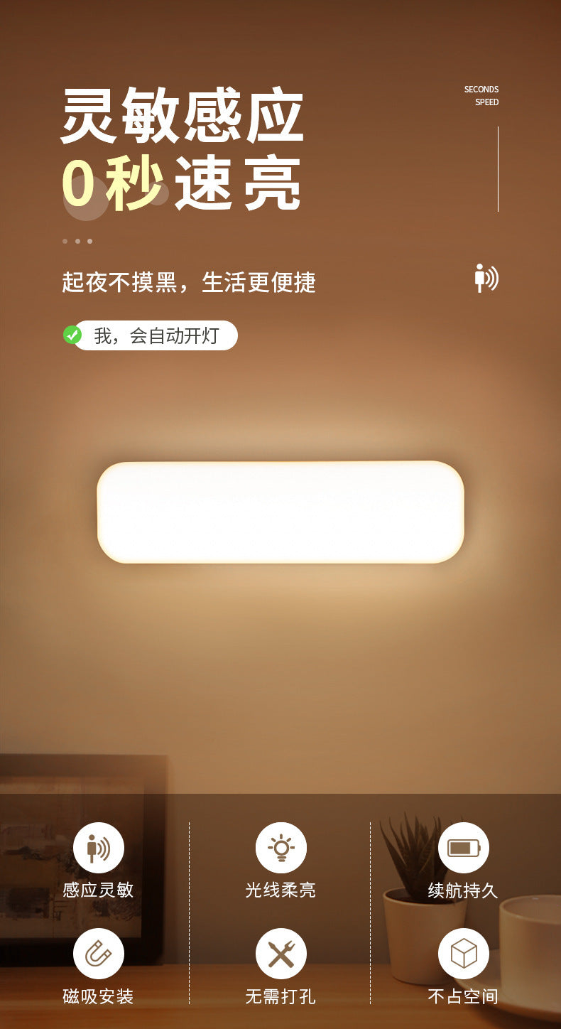 Smart human body induction night light - voice control, wireless, for bedroom, wardrobe, cabinet, hallway, bedside use