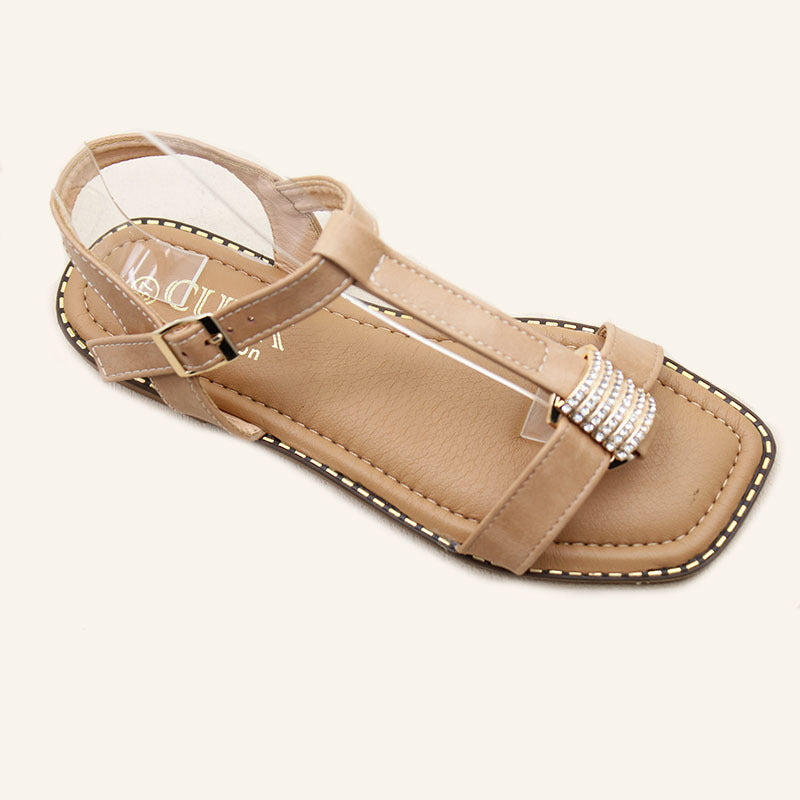 Wholesale spot fashion rhinestone buckle with sandals flat comfortable shoes non-slip wear-resistant sandals