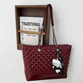 Large capacity retro diamond quilted chain women's bag autumn/winter solid color commuter tote cross-border new small chanel-style shoulder bag