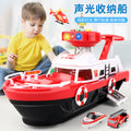 Kids large storage boat artificial boat with light and music for boys and girls fire engineering gliding model car airplane