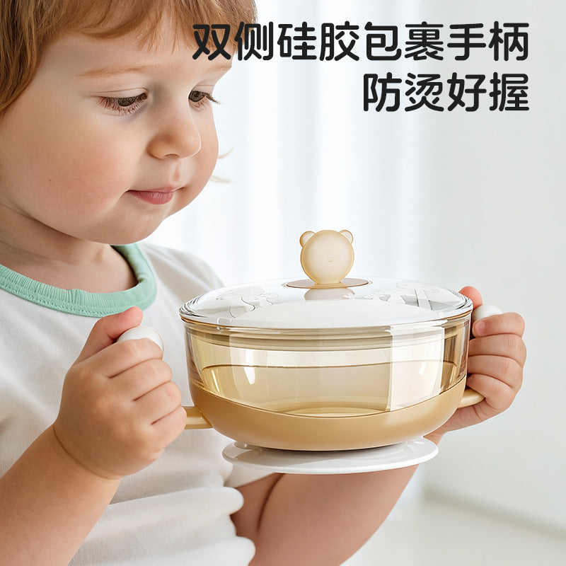 Baby elephant baby food bowl newborn ppsu bowl suction cup baby special silicone soft spoon rice paste food bowl