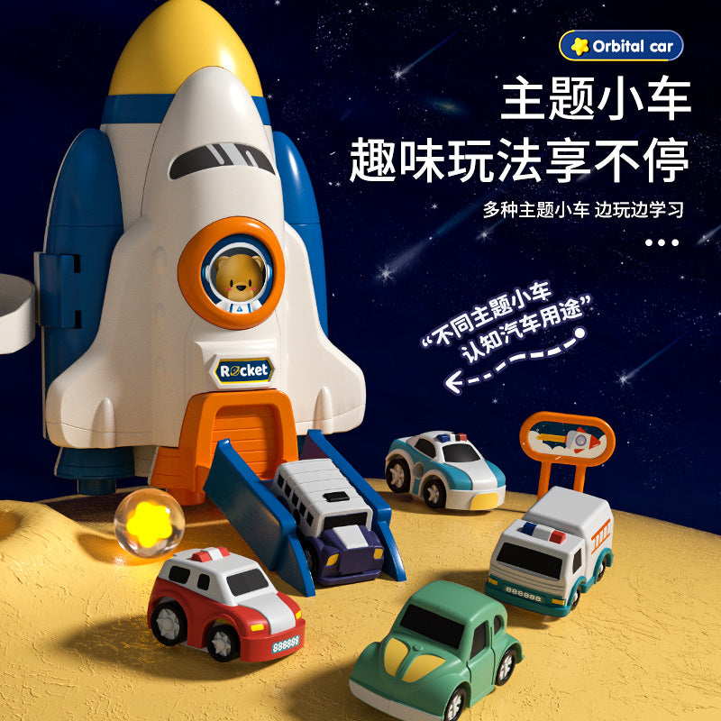 Kids' rocket space adventure challenge: boy's track car toy, mini car building parking garage puzzle - wholesale