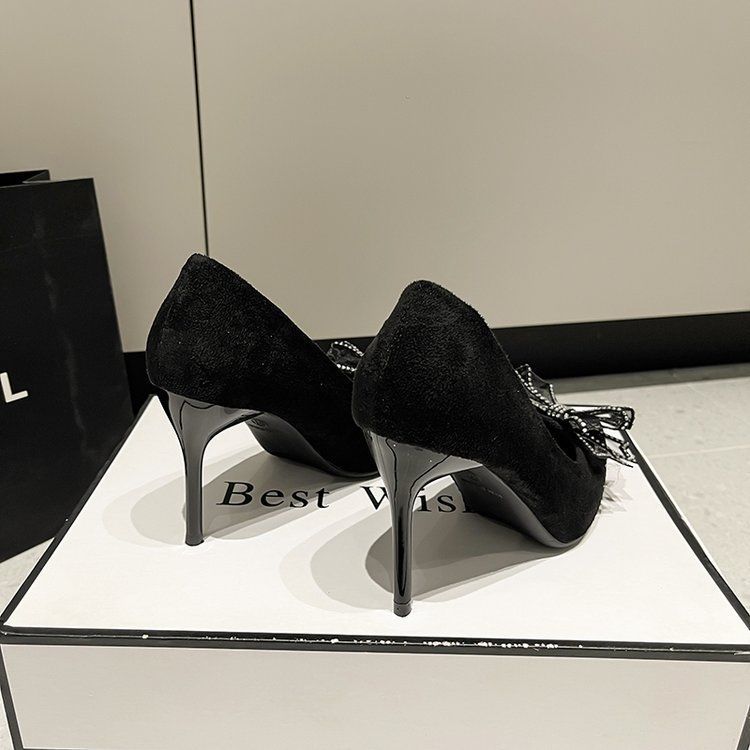 34-43 high heels plus size 41-42 bows stiletto sense of designniche styleelegant fairy wedding shoes two-wear flats