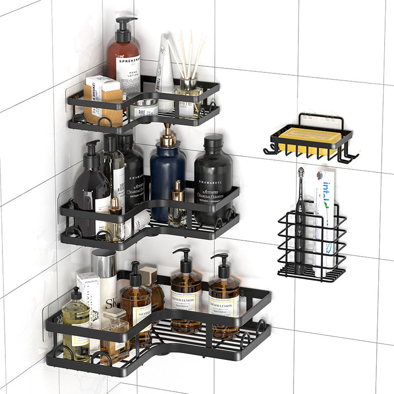 No punching toilet triangle bathroom rack superglue hand washing corner storage rack wall hanging kitchen corner rack