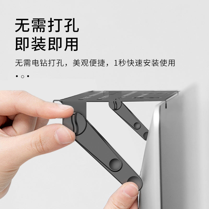 No punching cold rolled steel TV set-top box rack invisible storage artifact box router bracket wall bracket