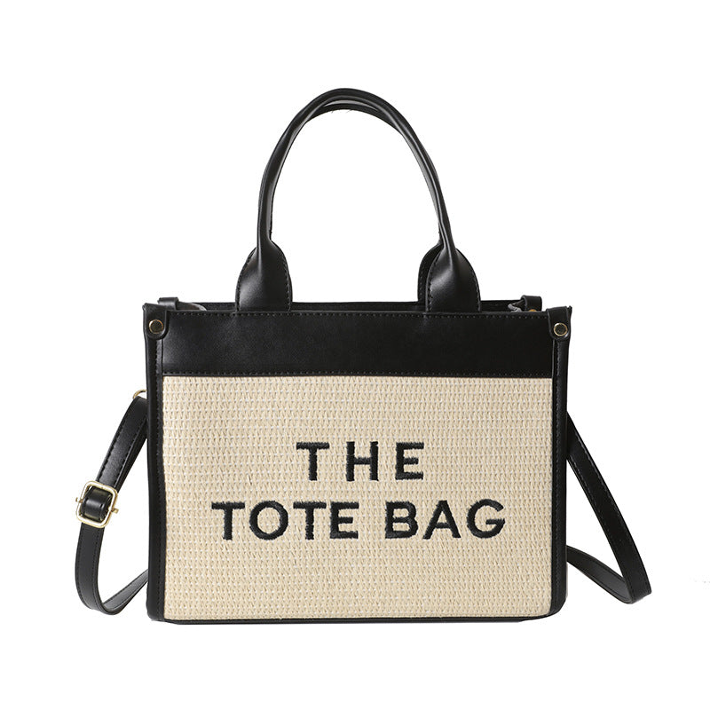 Straw woven tote bag summernew arrival bag for women cross-border small square bag letter patchwork tote bag export women's bag
