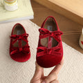 Vancahao  spring/autumn new girls' suede bow princess shoes ballet flats kids mary janes