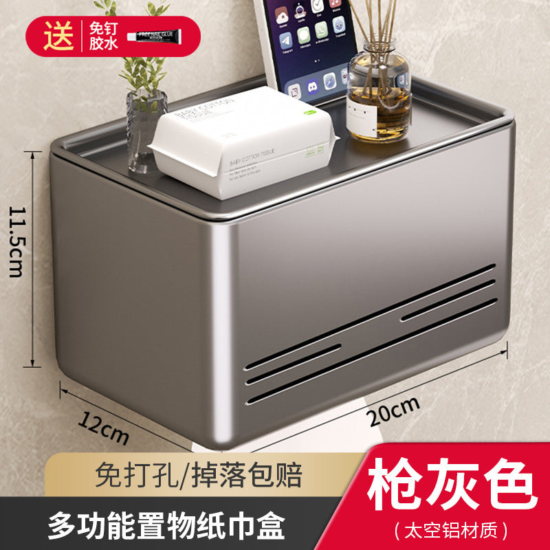 Bathroom tissue box holder, toilet paper dispenser, no-drill wall mount, roll paper holder
