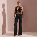 Amazon cross-border draped bell bottoms women's summer looseslimming lookhigh waisteasiest for matchcasualmoppants micro bell bottoms