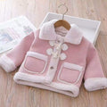 Girls' winter fleece-lined thickened sweater, new stylish children's baby warm hooded outerwear, princess style for baby girls