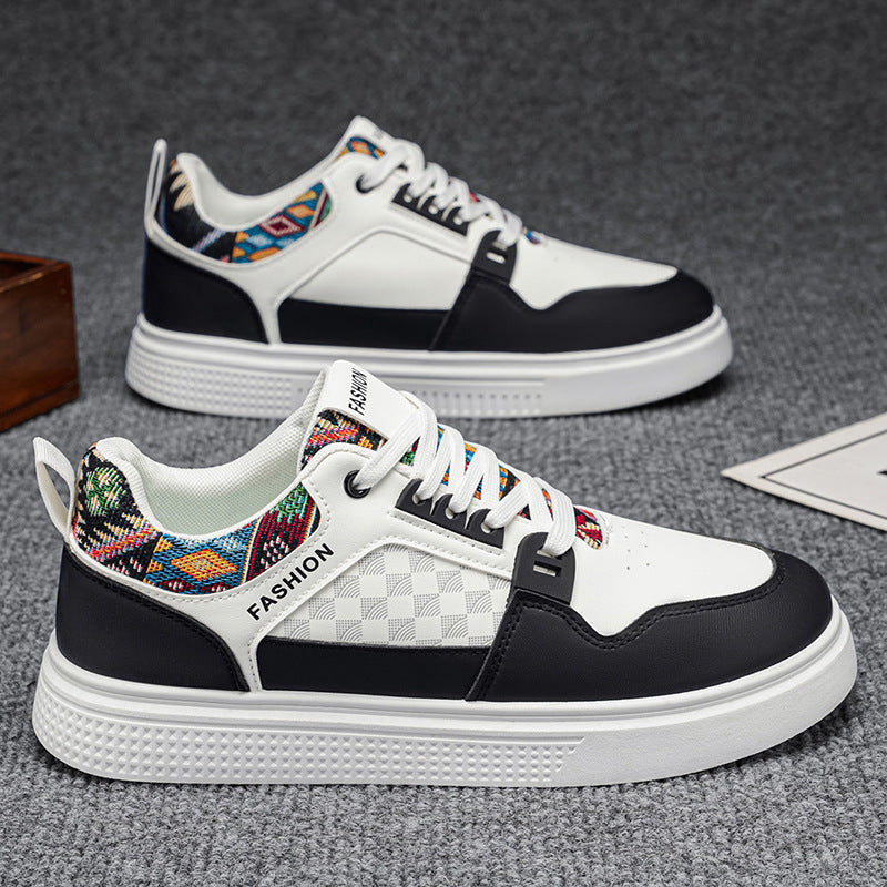 Spring ethnic style patchwork breathable casual sneakers men's soft bottom non-sliptrendyretroeasiest for matchlow ankle sneakers men