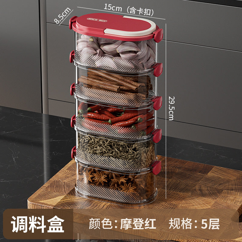 Kitchen spice sealed storage box food grade onion ginger garlic seasoning fresh-keeping box can be stacked with miscellaneous grain classification storage tank