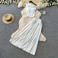 Lazy style slanted shoulder skirt slimming lookelegantfashionsuitsummerhigh waist skirt slimming lookelegantfashionsuit