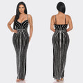 C6761 cross-border   fashion women's solid color bandeau hotfix rhinestone cami maxi dress