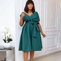 D3145export women's clothing  independent station new elegantwork clothingv neckfashion strap large size cross-border dress