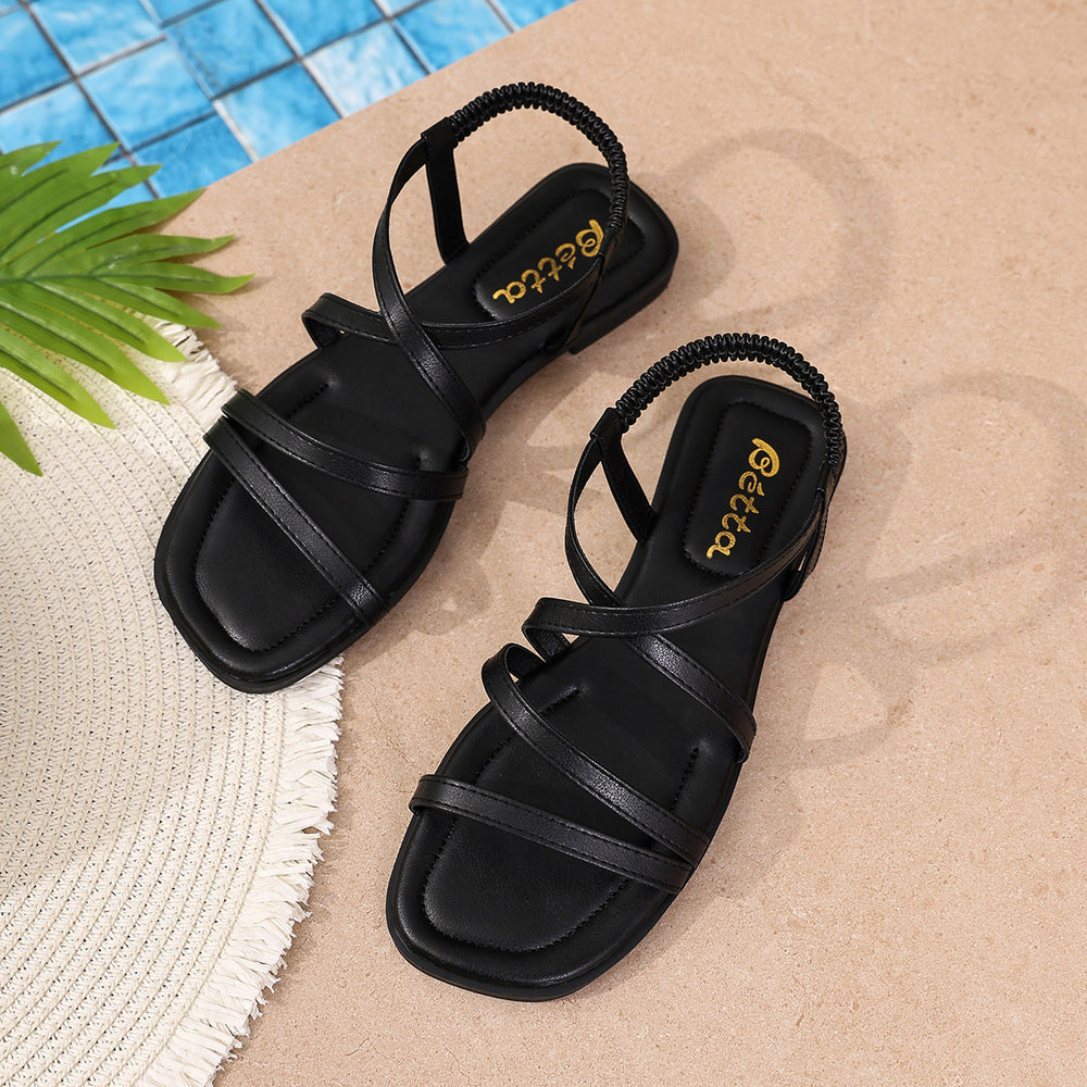 Fashionexportplus sizefashion roman cross strap flat sandals women's cross-border elastic strap beach sandals wholesale