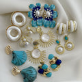 European and american cross-border jewelry: trendy enamel & faux pearl earrings - fresh, geometric, and high-end stud earring sets for women