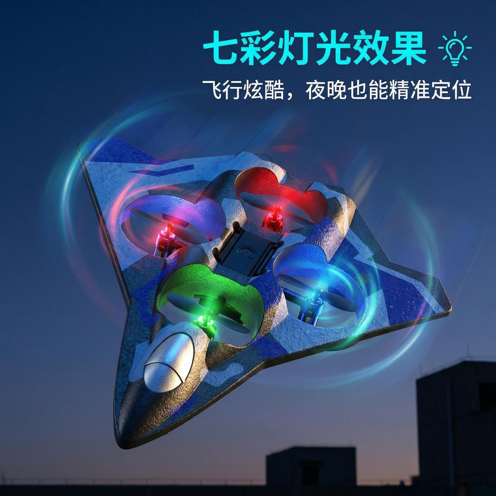 Remote control foam fighter drone - kids' durable, crash-resistant 360° flip stunt flying toy for boys