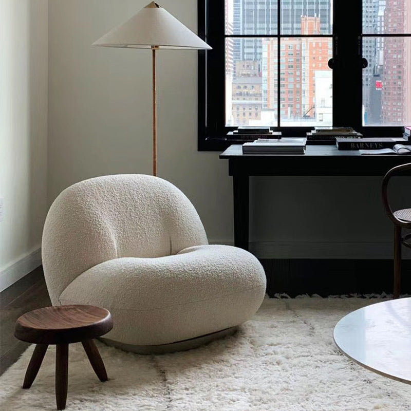 Influencer-approved "white fatty" leisure chair - lazy lounge sofa, fabric sofa, lambswool single chair, custom furniture