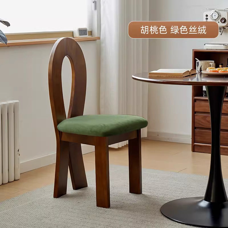 Solid wood keychain chair frenchretro solid wood dining chair soft-packed dining chair medieval style for home makeup chair back chair