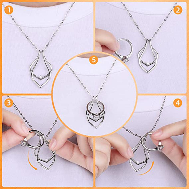 New arrival: european & american fashion geometric ring stand necklace wedding magic engagement safety pendant necklace gift